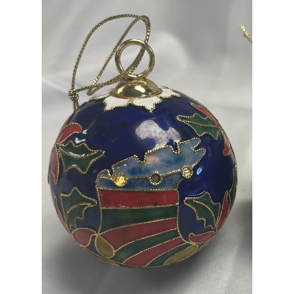 Cloisonné Enamel Christmas Ornament Holiday Ornament Stocking Sock